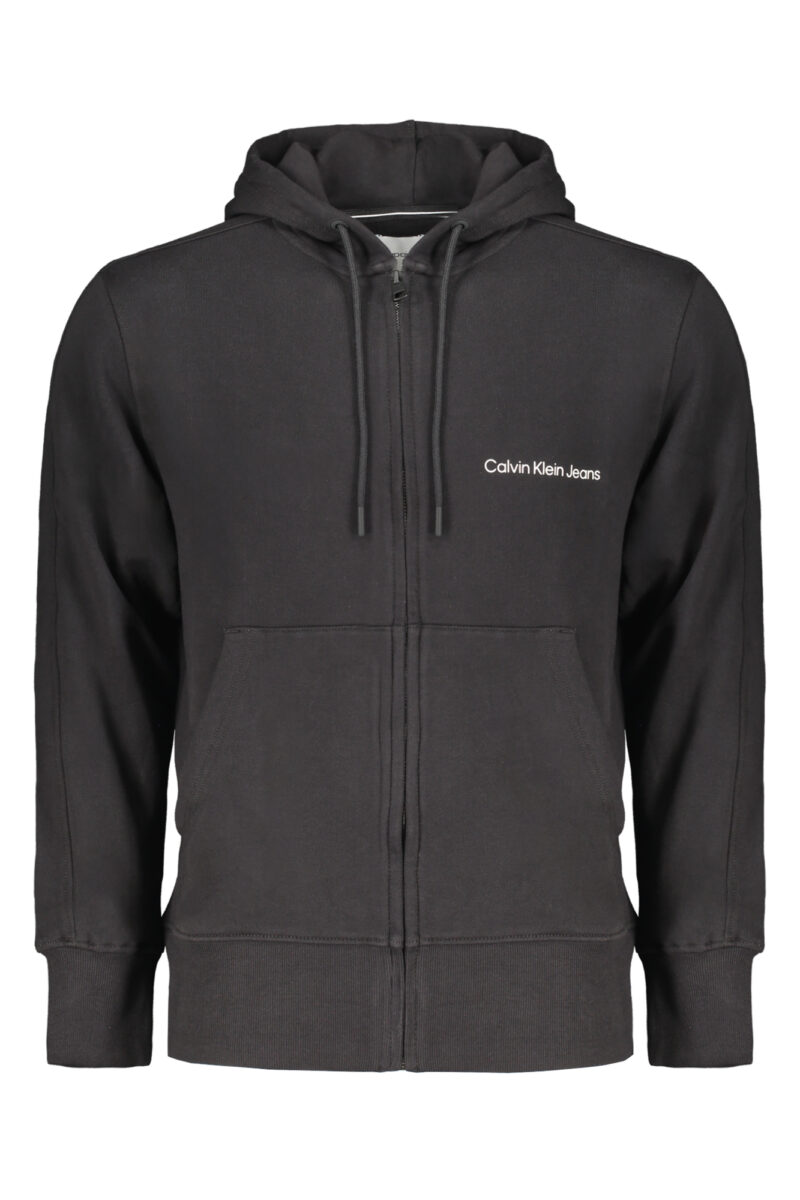 ČERNÁ MIKINA S KAPUCÍ A ZIPEM PRO MUŽE CALVIN KLEIN