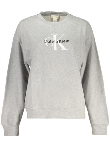 ŠEDÁ MIKINA S KAPUCÍ A ZIPEM PRO ŽENY CALVIN KLEIN