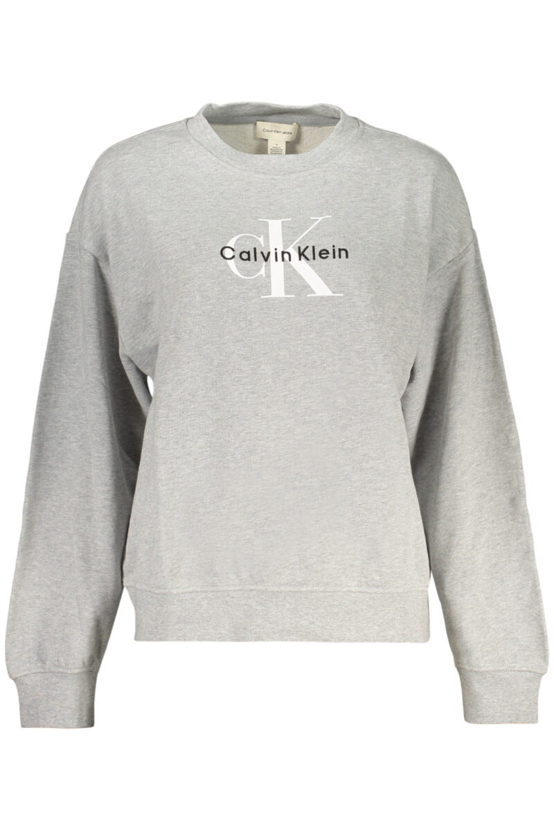 ŠEDÁ MIKINA S KAPUCÍ A ZIPEM PRO ŽENY CALVIN KLEIN