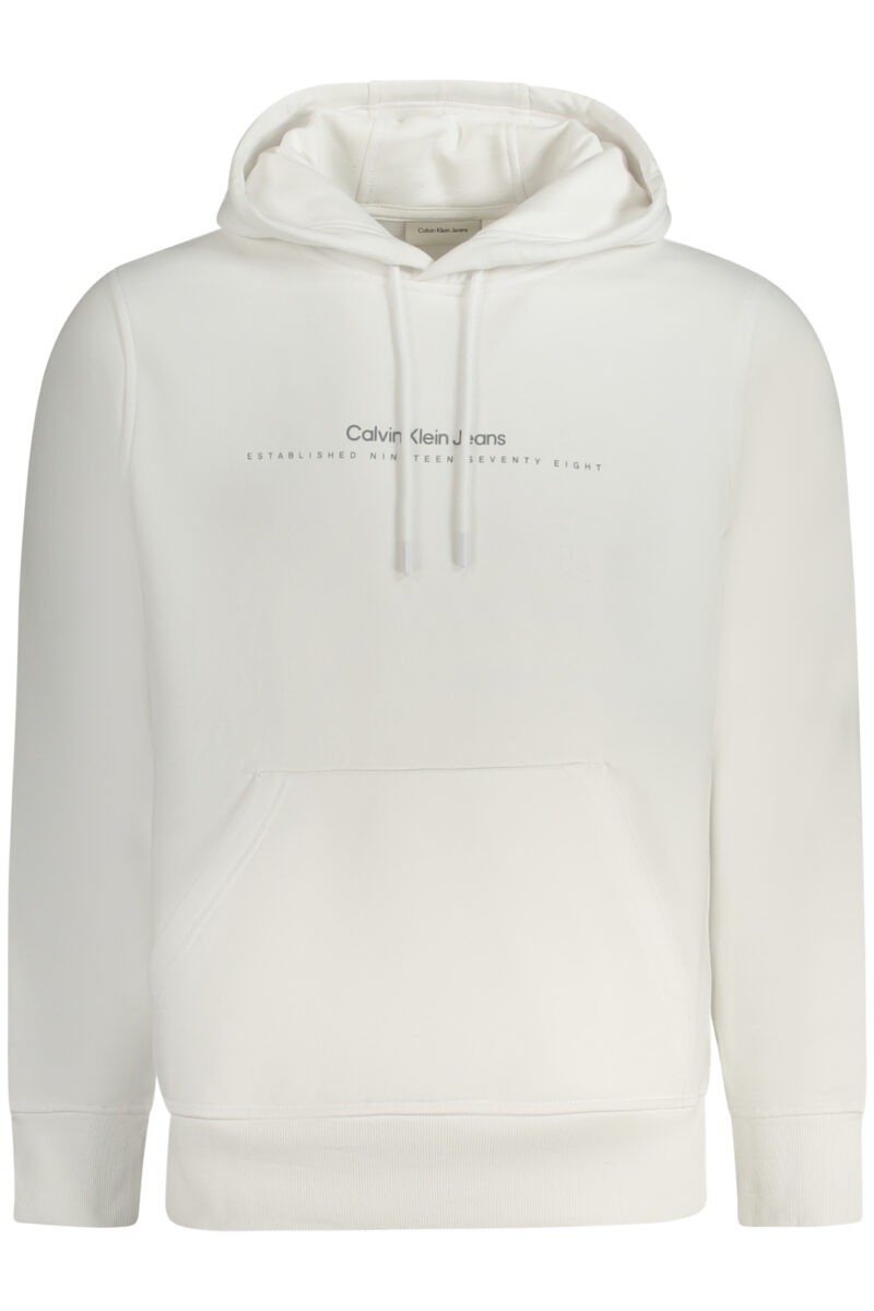 CALVIN KLEIN MUŽSKÁ FLEECE S CAPSOU A ZIP BÍLÁ