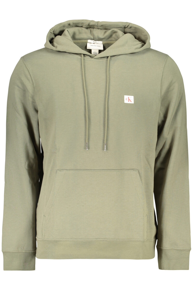 CALVIN KLEIN MUŽSKÁ FLEECE S CAPSOU A ZIPSEM, ZELENÁ