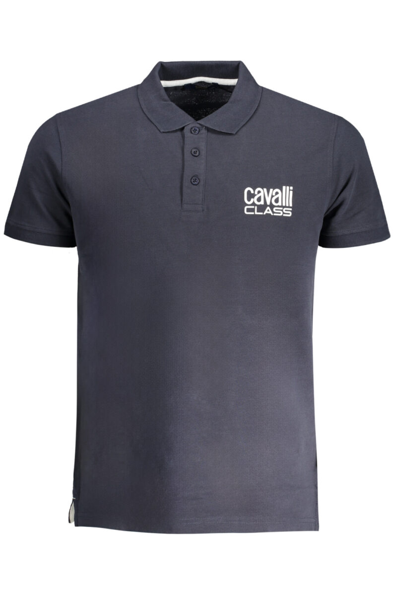 MODRÁ PÁNSKÁ POLO KOŠILE S KRÁTKÝM RUKÁVEM CAVALLI CLASS