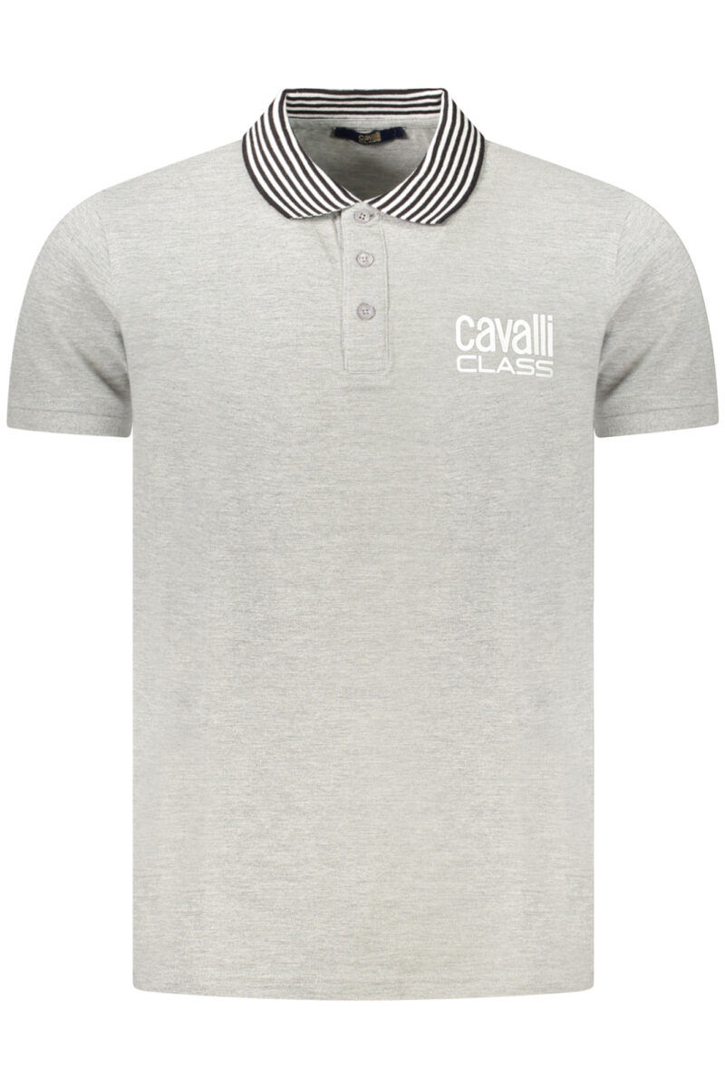 CAVALLI CLASS PÁNSKÉ POLO TRIČKO S KRÁTKÝM RUKÁVEM ŠEDÁ