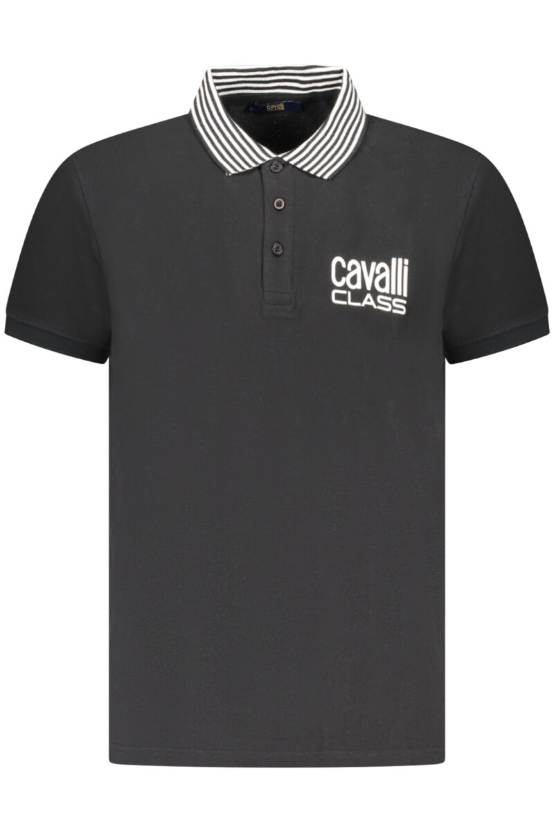 CAVALLI CLASS PÁNSKÉ POLO TRIČKO S KRÁTKÝM RUKÁVEM ČERNÉ
