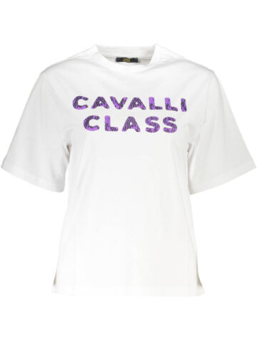 ŽENSKÝ TRIČKO CAVALLI CLASS S KRÁTKÝM RUKÁVEM BÍLÁ