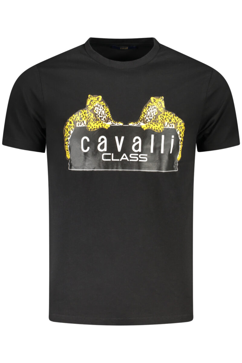 CAVALLI CLASS PÁNSKÉ TRIČKO S KRÁTKÝM RUKÁVEM ČERNÉ