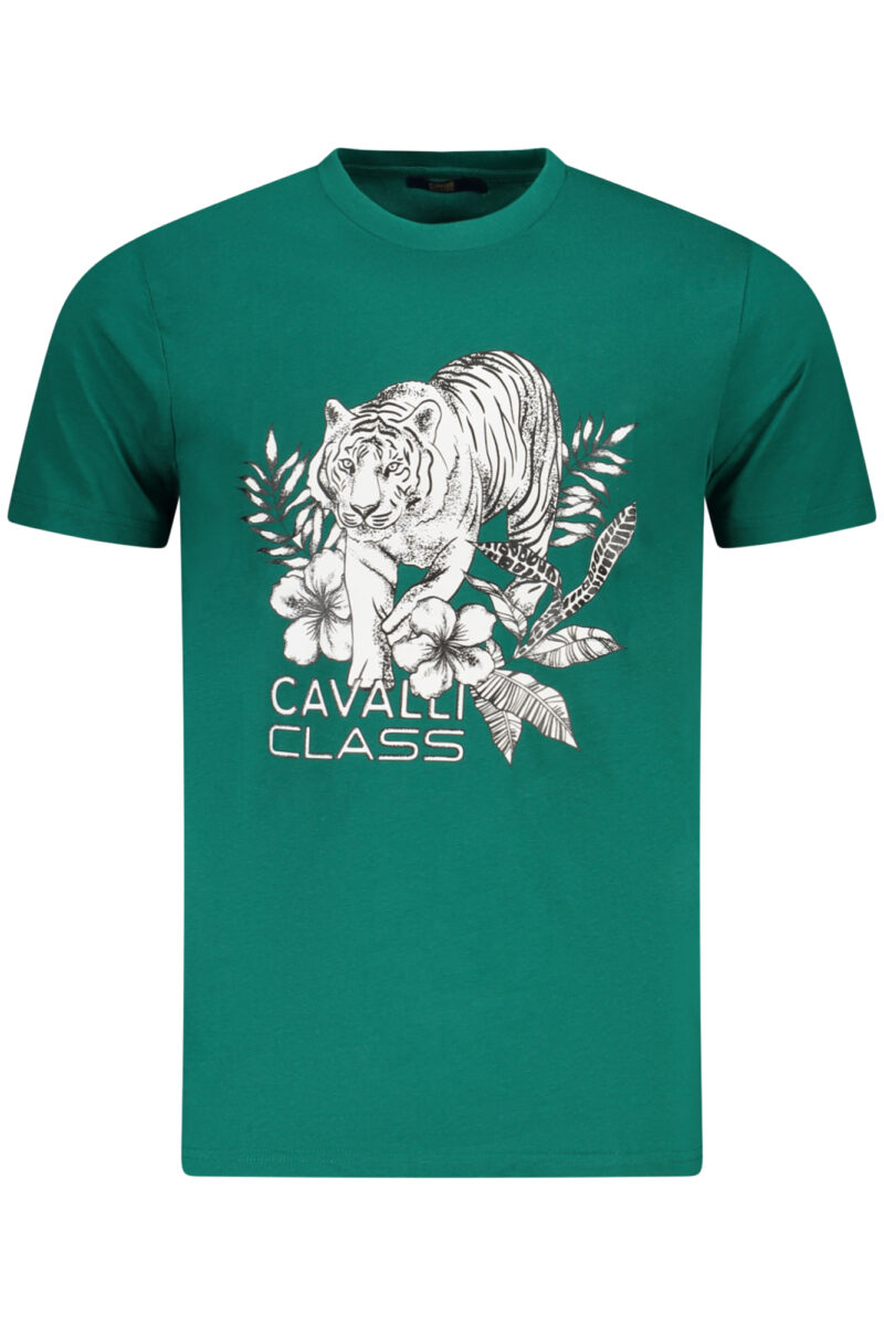 PÁNSKÉ TRIČKO CAVALLI CLASS S KRÁTKÝM RUKÁVEM, ZELENÉ