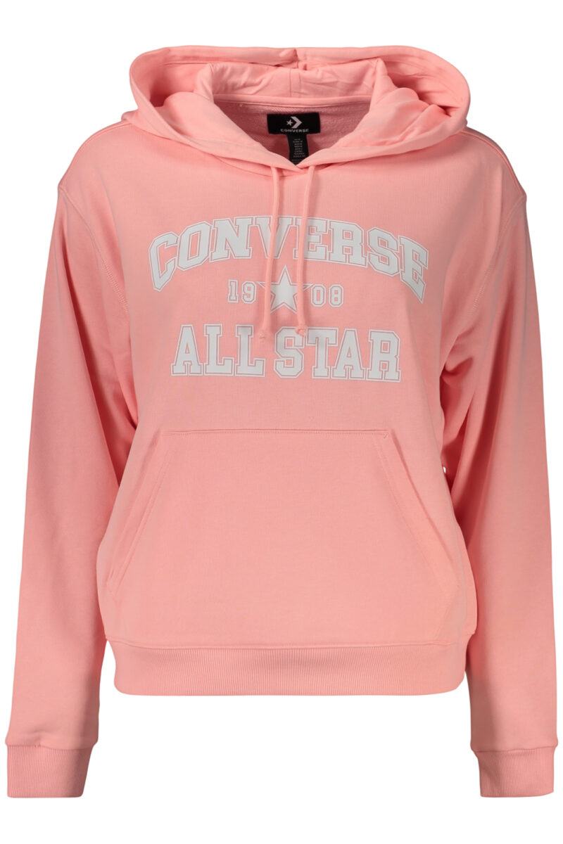 DÁMSKÁ MIKINA S KAPUCÍ A ZIPEM CONVERSE, RŮŽOVÁ