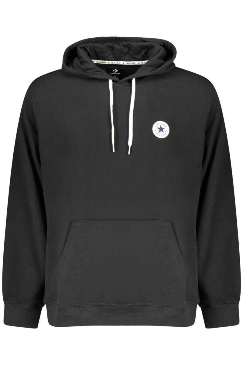 PÁNSKÁ MIKINA S KAPUCÍ A ZIPEM CONVERSE, ČERNÁ