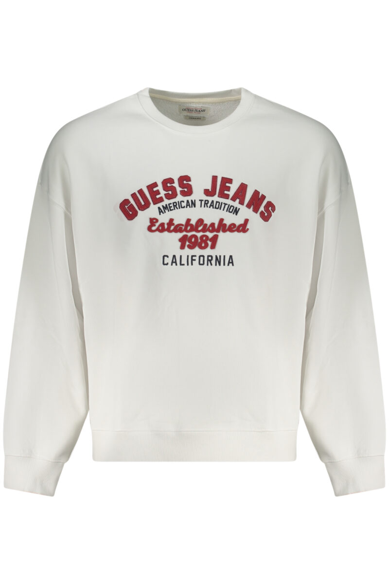 GUESS JEANS PÁNSKÁ MIKINA BEZ ZIPU BÍLÁ