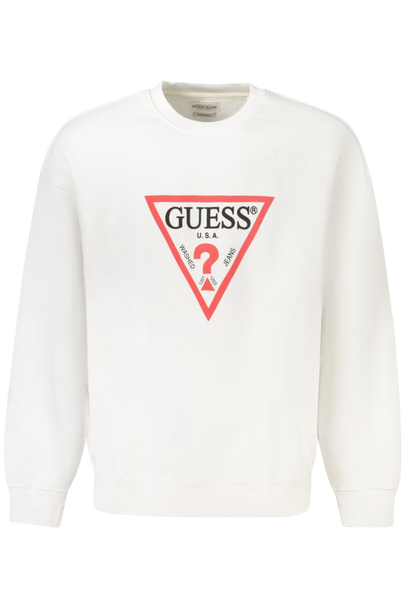 GUESS JEANS PÁNSKÁ MIKINA BEZ ZIPU BÍLÁ