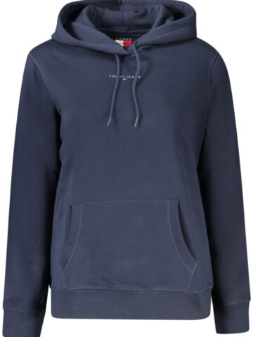 MODRÁ DÁMSKÁ MIKINA S KAPUCÍ A ZIPEM ZNAČKY TOMMY HILFIGER