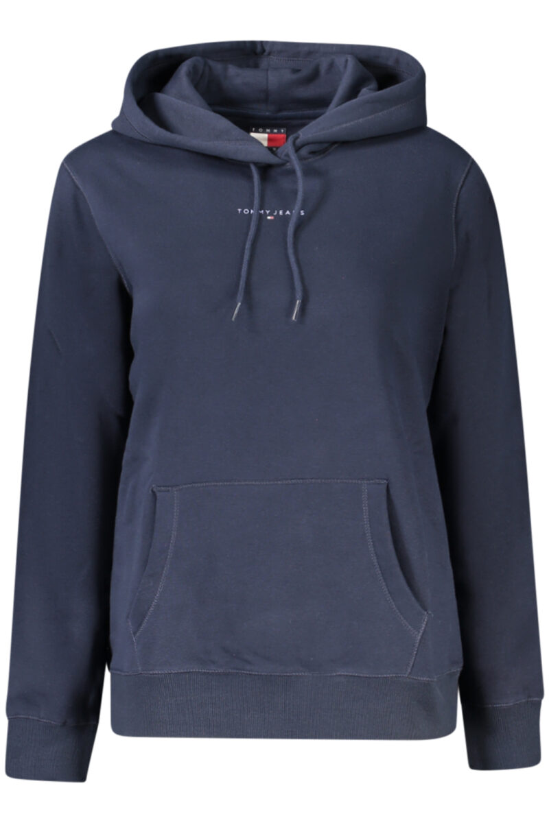 MODRÁ DÁMSKÁ MIKINA S KAPUCÍ A ZIPEM ZNAČKY TOMMY HILFIGER