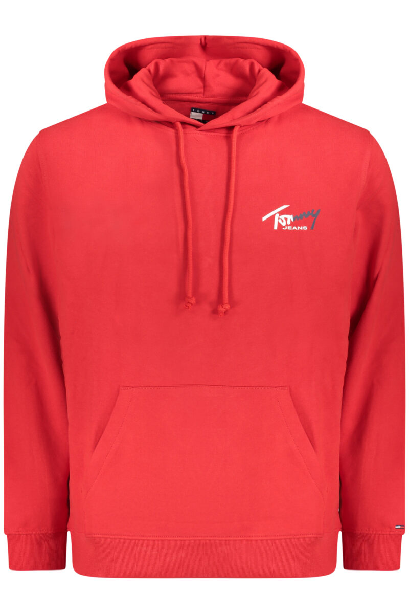 TOMMY HILFIGER PÁNSKÁ MIKINA BEZ ZIPU ČERVENÁ