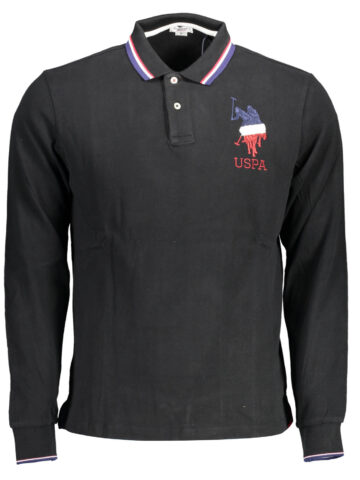 US POLO ASSN. PÁNSKÉ POLO TRIČKO S DLOUHÝM RUKÁVEM, ČERNÉ