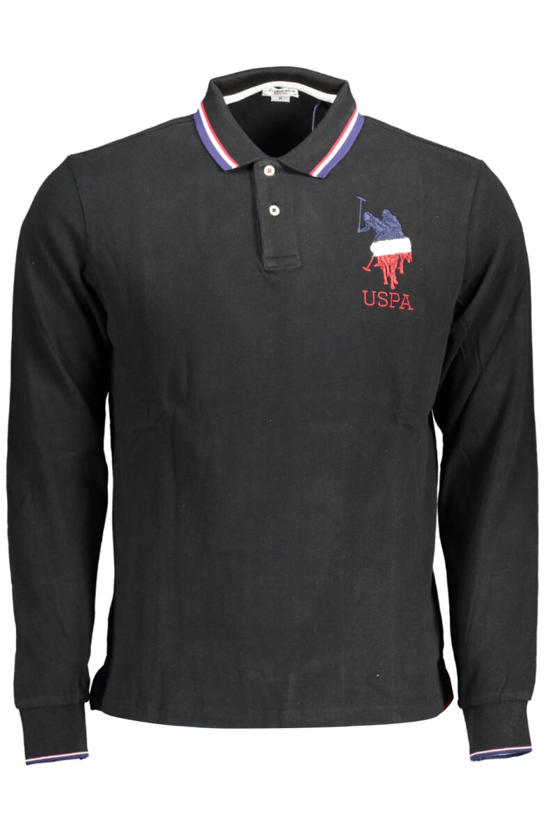 US POLO ASSN. PÁNSKÉ POLO TRIČKO S DLOUHÝM RUKÁVEM, ČERNÉ