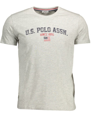 US POLO ASSN. TRIČKO S KRÁTKÝM RUKÁVEM PÁNSKÉ ŠEDÉ