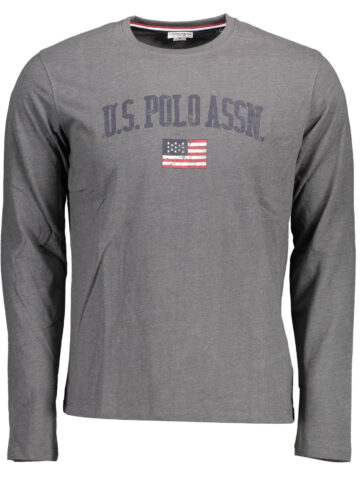 US POLO ASSN. TRIČKO S DLOUHÝM RUKÁVEM PÁNSKÉ ŠEDÉ