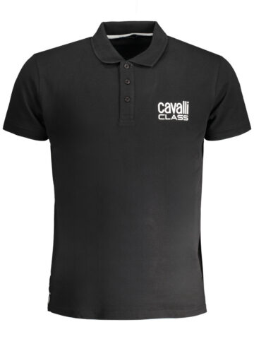 CAVALLI CLASS Herren Poloshirt Schwarz Kurzarm