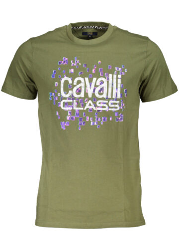 CAVALLI CLASS grünes Herren-T-Shirt mit kurzem Arm