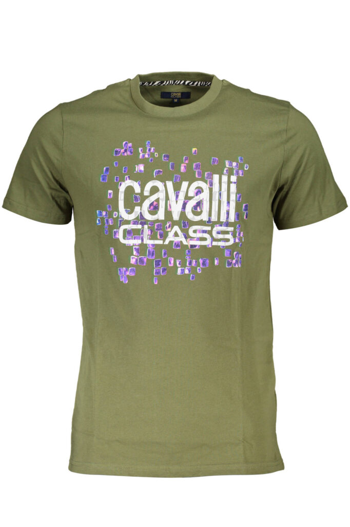 CAVALLI CLASS grünes Herren-T-Shirt mit kurzem Arm