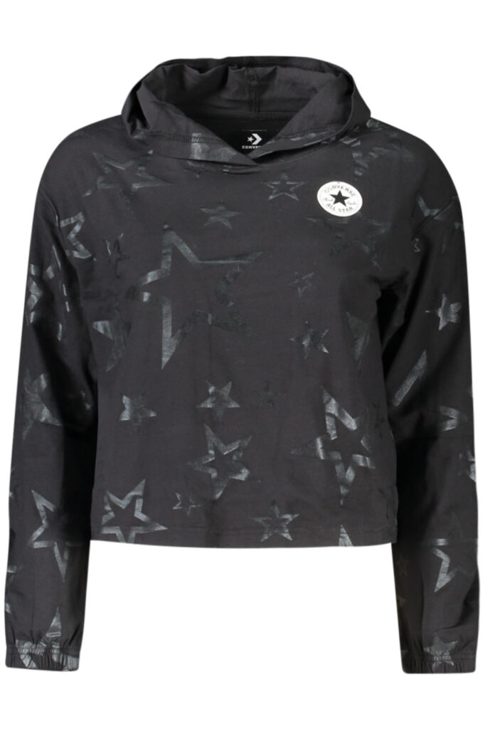 CONVERSE MÄDCHEN LANGARM-SHIRT MIT KAPUZE SCHWARZ