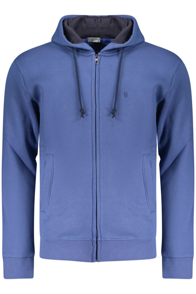 COVERI MOVING MEN'S BLUE ZIP-UP SWEATSHIRT FE4618_BLDENIM