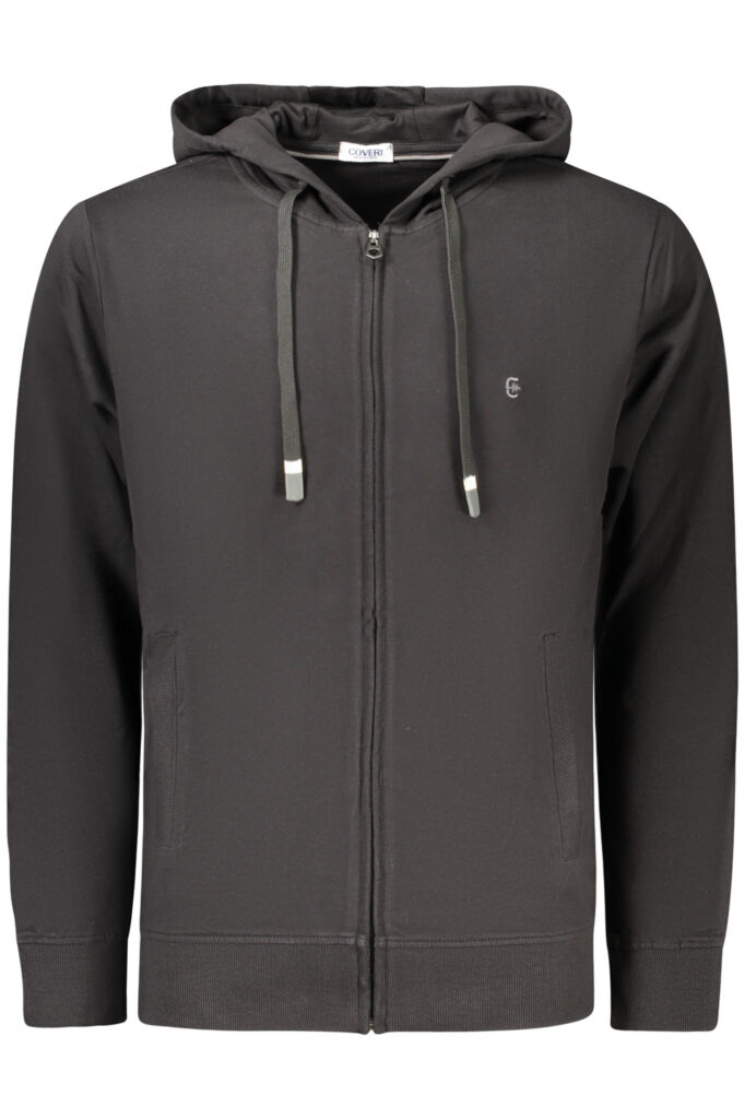 COVERI MOVING MEN'S BLACK ZIP-UP SWEATSHIRT FE4907_NENERO