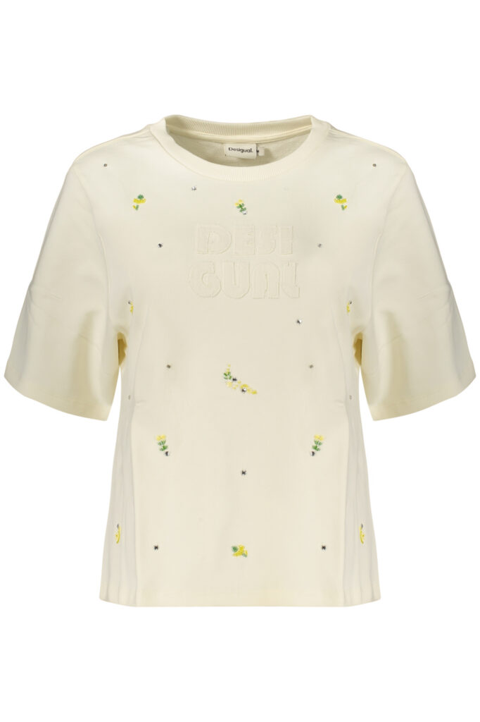 DESIGUAL WOMEN'S WHITE ZIP-UP SWEATSHIRT
