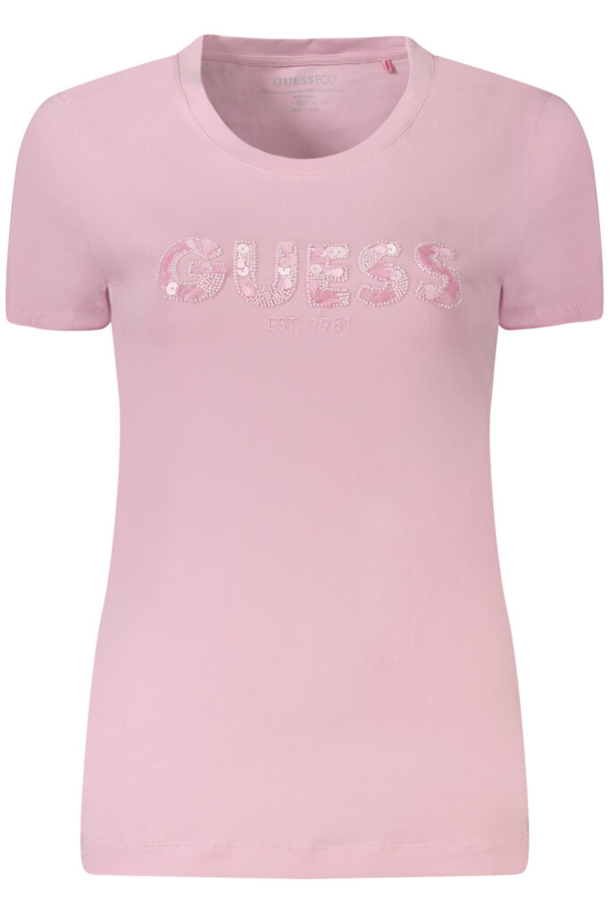 GUESS JEANS WOMEN'S SHORT SLEEVE T-SHIRT PINK W4YI01J1314_RSA61U