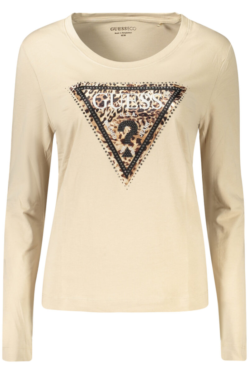 GUESS JEANS DÁMSKÉ TRIČKO S DLOUHÝM RUKÁVEM BÉŽOVÉ W6BI57K7387_BEG1H1