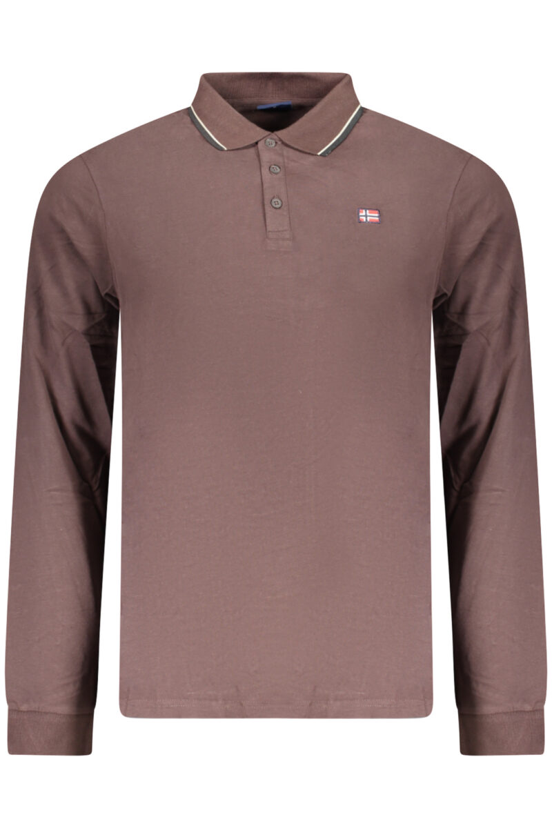 NORWAY 1963 MEN'S LONG-SLEEVE POLO SHIRT, BROWN 848871_MAMORO