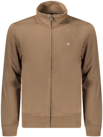 NAPAPIJRI MEN'S BROWN ZIP-UP SWEATSHIRT