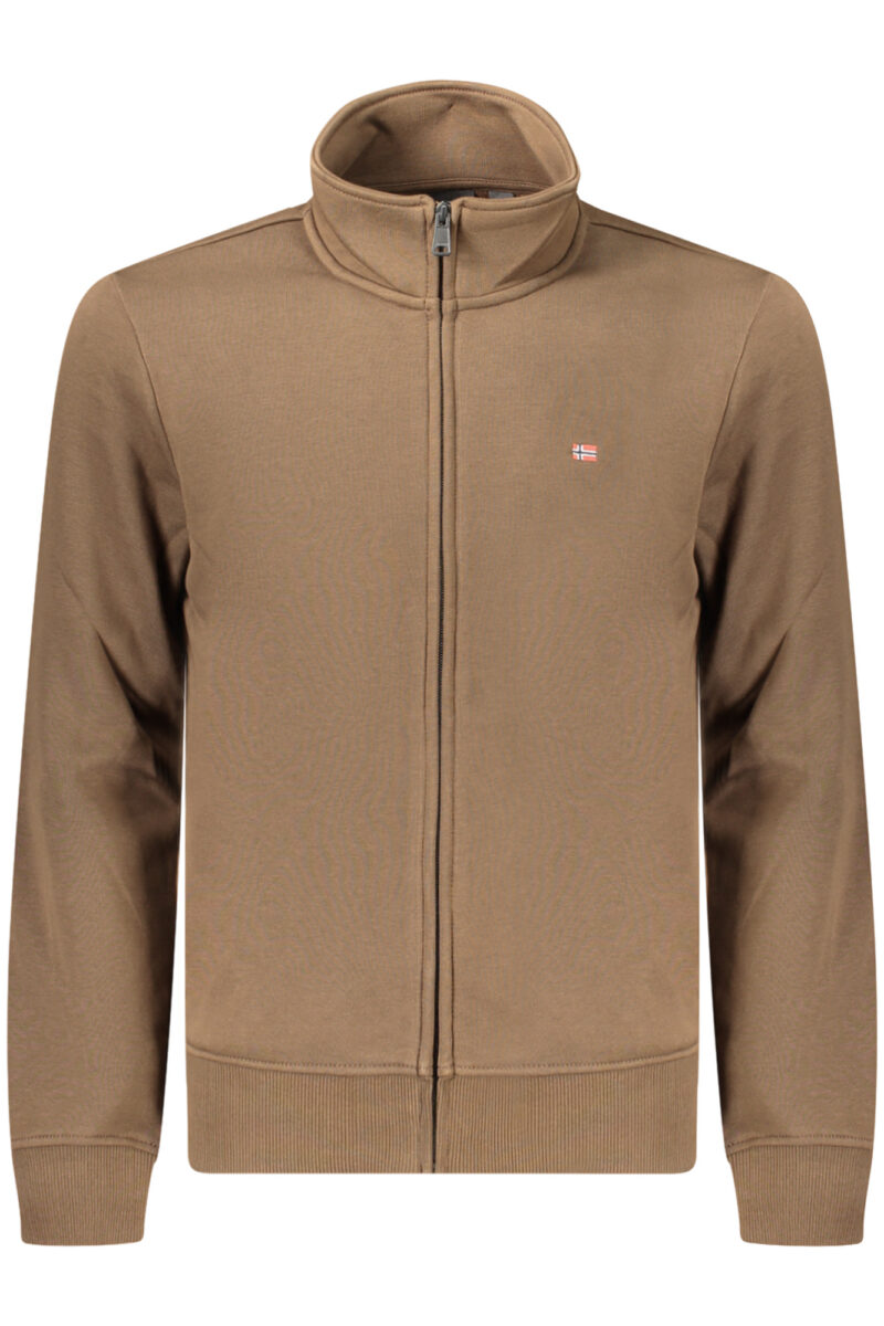 NAPAPIJRI MEN'S BROWN ZIP-UP SWEATSHIRT