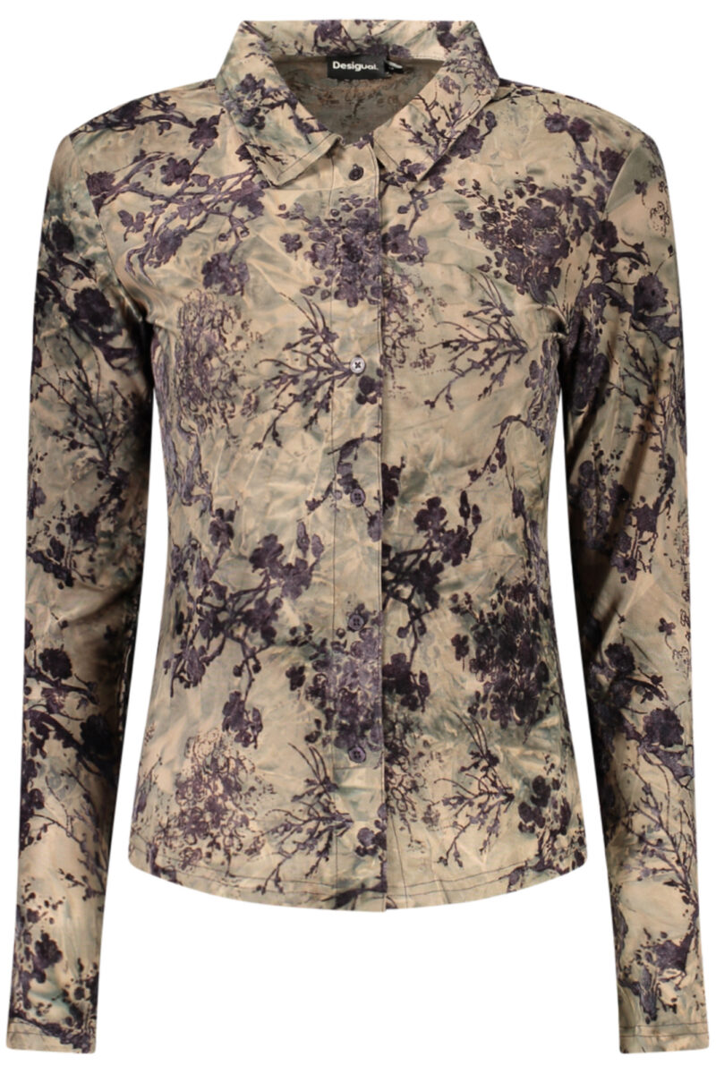 DESIGUAL WOMEN'S LONG-SLEEVED SHIRT, BROWN