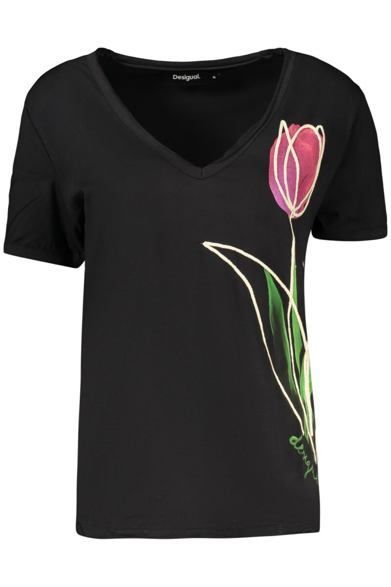 DESIGUAL DÁMSKÉ TRIČKO S KRÁTKÝM RUKÁVEM ČERNÉ 26WWTK38_NE2000