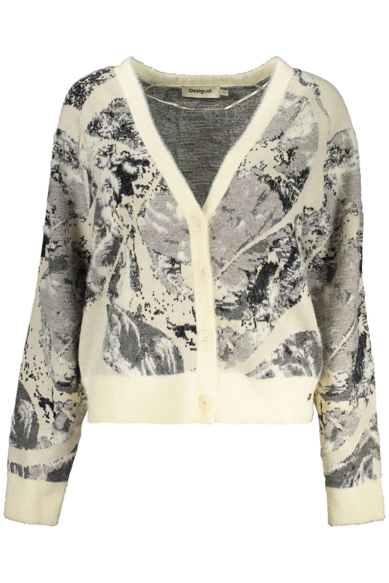 DESIGUAL WOMEN'S WHITE CARDIGAN