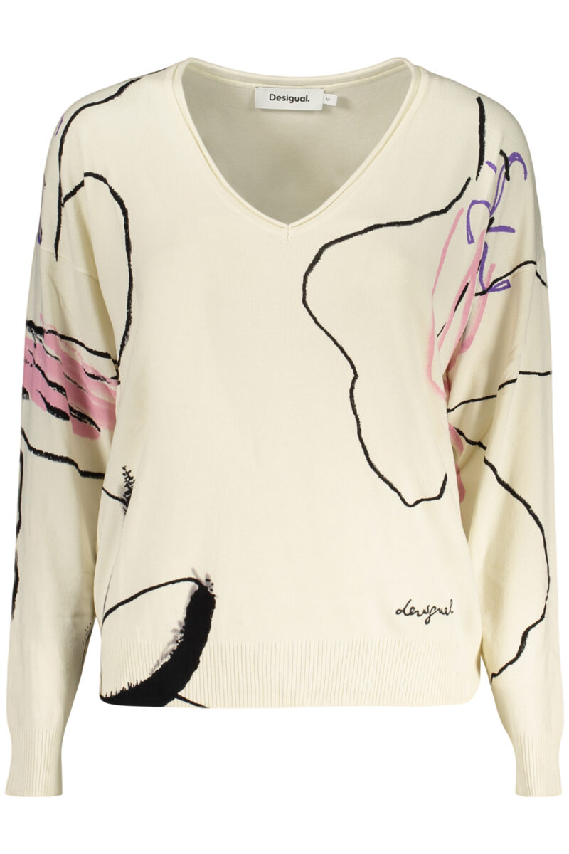 DESIGUAL WOMEN'S WHITE SWEATER 26WWJF29_BI1022