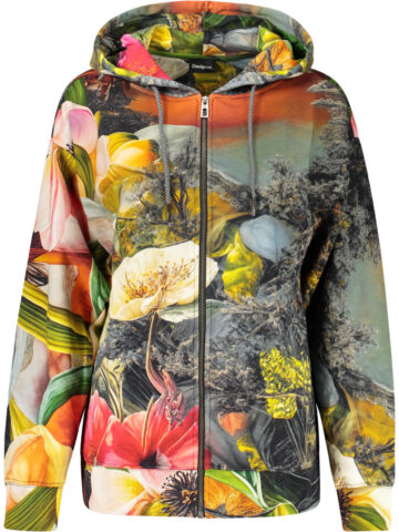 DESIGUAL WOMEN'S ZIPPED SWEATSHIRT, GREY