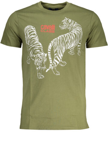 CAVALLI CLASS GREEN MEN'S SHORT SLEEVED T-SHIRT QXT62YJD060_VE04050