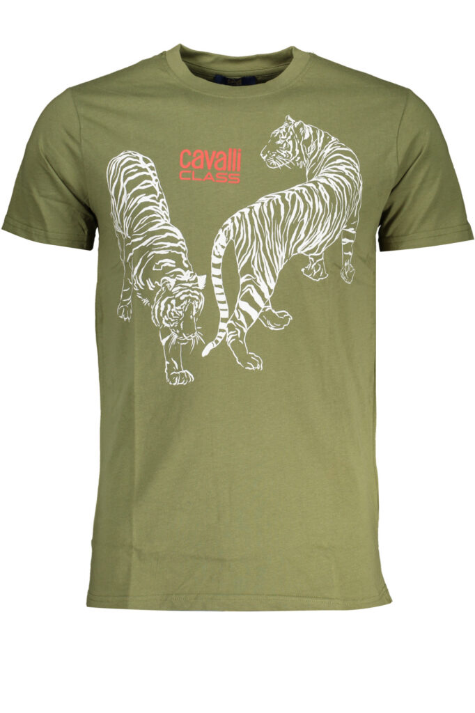 CAVALLI CLASS GREEN MEN'S SHORT SLEEVED T-SHIRT QXT62YJD060_VE04050