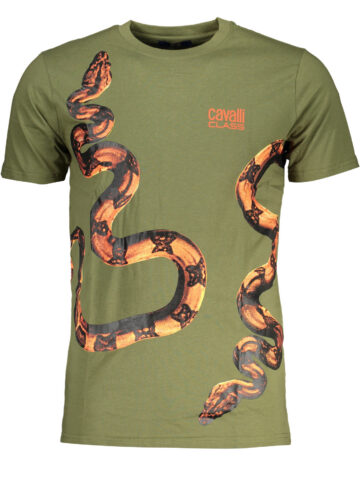 CAVALLI CLASS GREEN MEN'S SHORT SLEEVED T-SHIRT QXT63CJD060_VE04050