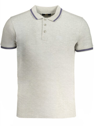 CAVALLI CLASS MEN'S GRAY SHORT SLEEVED POLO SHIRT