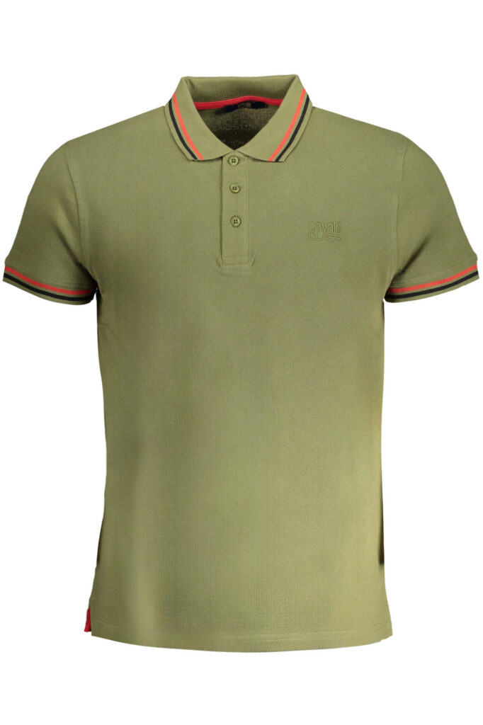 CAVALLI CLASS MEN'S GREEN SHORT SLEEVED POLO SHIRT QXT64XKB002_VE04050