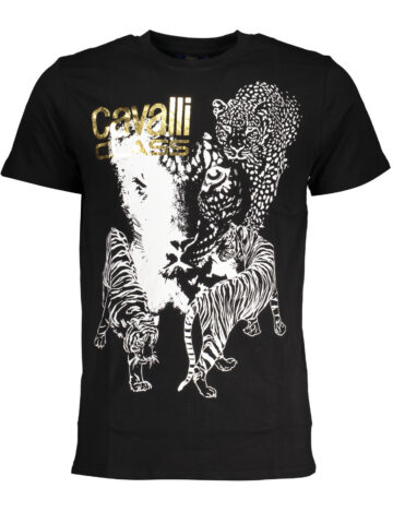CAVALLI CLASS MEN'S SHORT SLEEVE T-SHIRT BLACK QXT63BJD060_NE05051