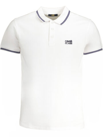 CAVALLI CLASS MEN'S WHITE SHORT SLEEVED POLO SHIRT QXT64YKB002_BIWHITEB