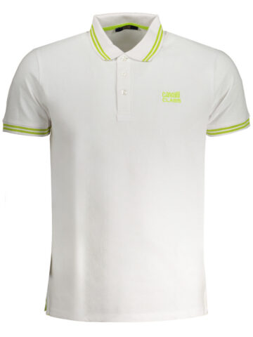 CAVALLI CLASS MEN'S WHITE SHORT SLEEVED POLO SHIRT QXT64YKB002_BI00053