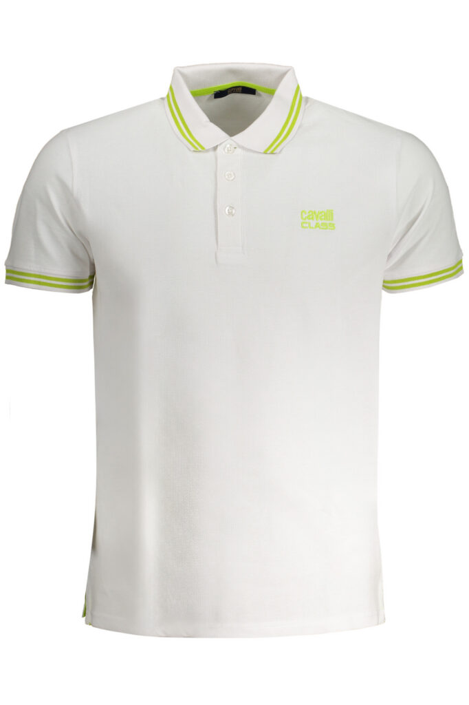 CAVALLI CLASS MEN'S WHITE SHORT SLEEVED POLO SHIRT QXT64YKB002_BI00053