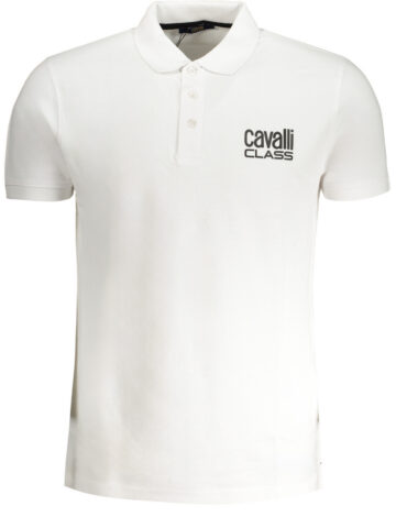 CAVALLI CLASS MEN'S WHITE SHORT SLEEVED POLO SHIRT QXT64ZKB002_BI00053