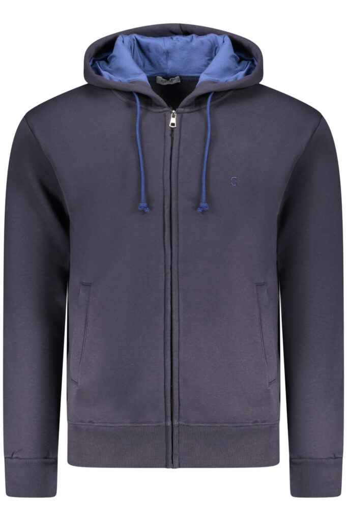 COVERI MOVING MEN'S BLUE ZIP-UP SWEATSHIRT FE4618_BLBLU